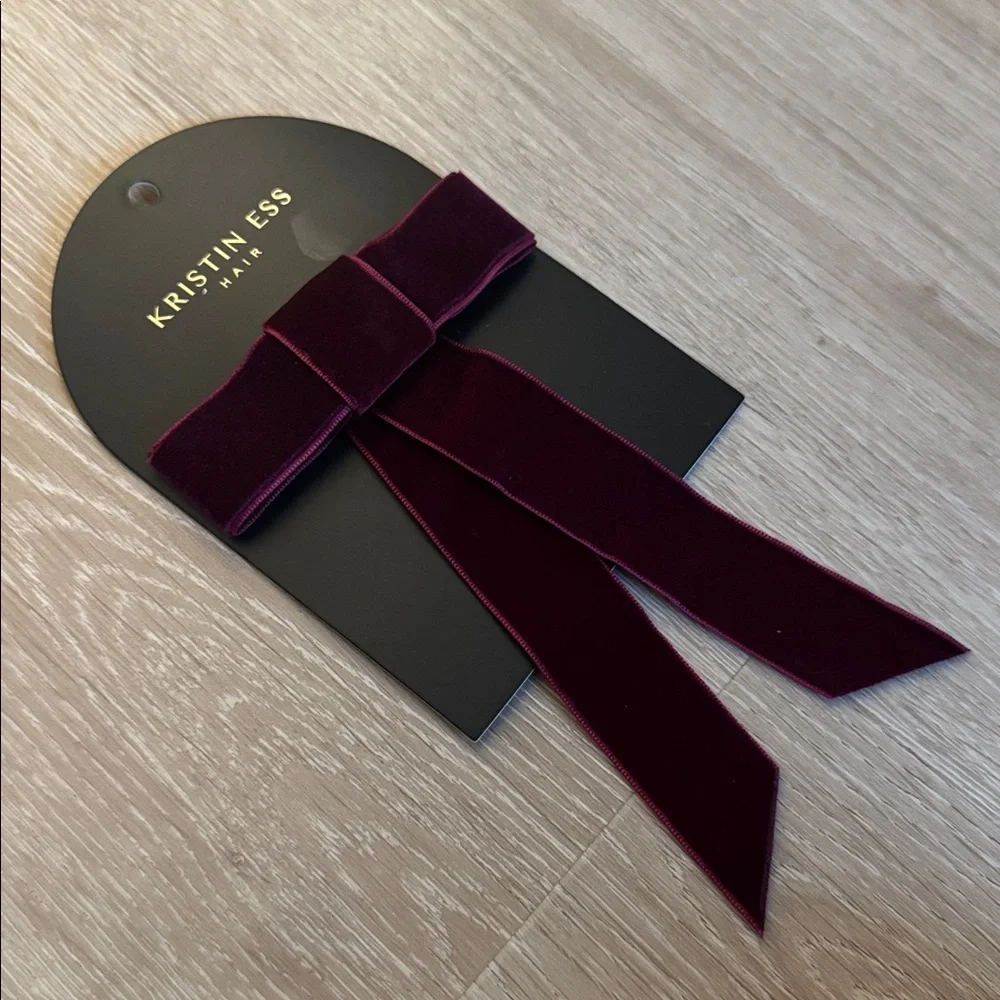 Kristin Ess Plum Velvet Bow Slide Hair Clip NEW 🏷️